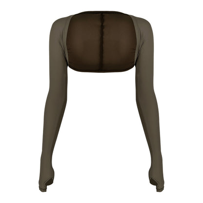 Sultyra Two-Piece Elastic Fixed Cup Tube Top Long Sleeve