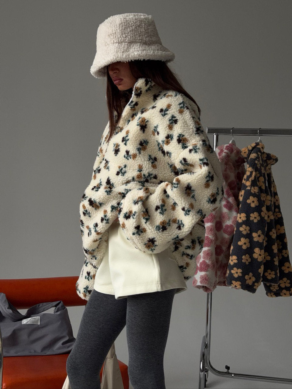 Cross-border fleece floral sweatshirt Europe and America2025Autumn and Winter New Fashion Sweatshirt Warm Fuzzy Sweatshirt Fleece Top for Women