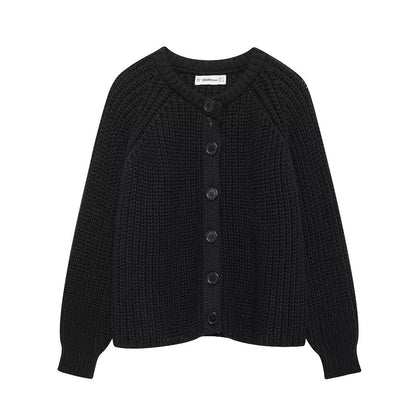 Cross-border women's clothing Y2K European and American Style2024Autumn New Solid Color Cardigan Long Sleeve Knitted Sweater Jacket for Women B66021