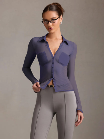 Sultyra Mesh See-through Cardigan Slim