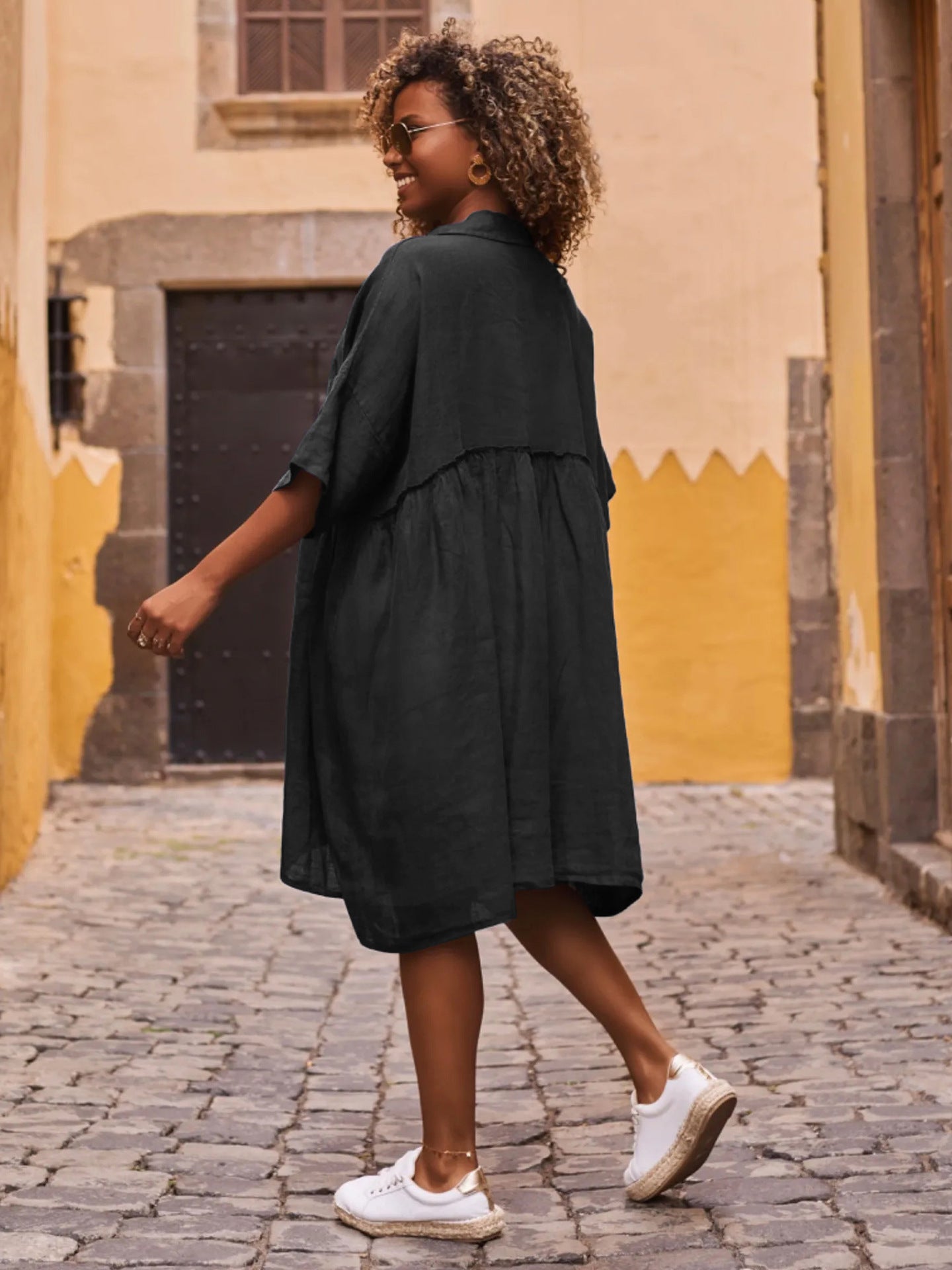 Sultyra Casual Button Artistic Style Fashion Dress