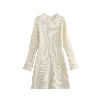 Cross-Border Amazon2025Spring and Autumn New Women's Fashion European and American Style Ribbed Knitted Dress M6247