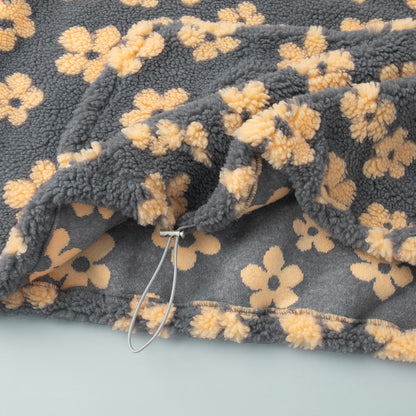 Cross-border fleece floral sweatshirt Europe and America2025Autumn and Winter New Fashion Sweatshirt Warm Fuzzy Sweatshirt Fleece Top for Women