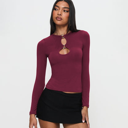 Sultyra Metal Ring Buckle Hollow Long Sleeve