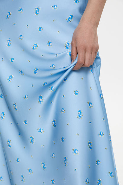 Cross-border Printed Midi Skirt European and American Style2025Spring and Summer New Elegant Floral Satin Printed Draped High-Waisted Skirt