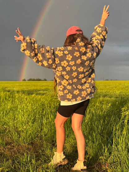 Cross-border fleece floral sweatshirt Europe and America2025Autumn and Winter New Fashion Sweatshirt Warm Fuzzy Sweatshirt Fleece Top for Women