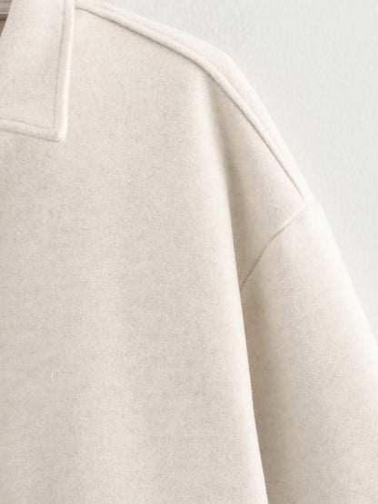 2025Autumn Fashion Three-Color Solid Wide Zipper Wool Coat Cross-Border Amazon Women's Clothing B88780