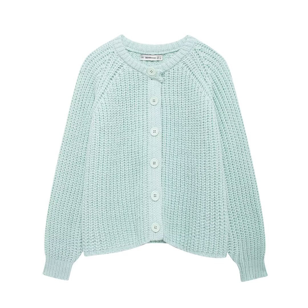 Cross-border women's clothing Y2K European and American Style2024Autumn New Solid Color Cardigan Long Sleeve Knitted Sweater Jacket for Women B66021