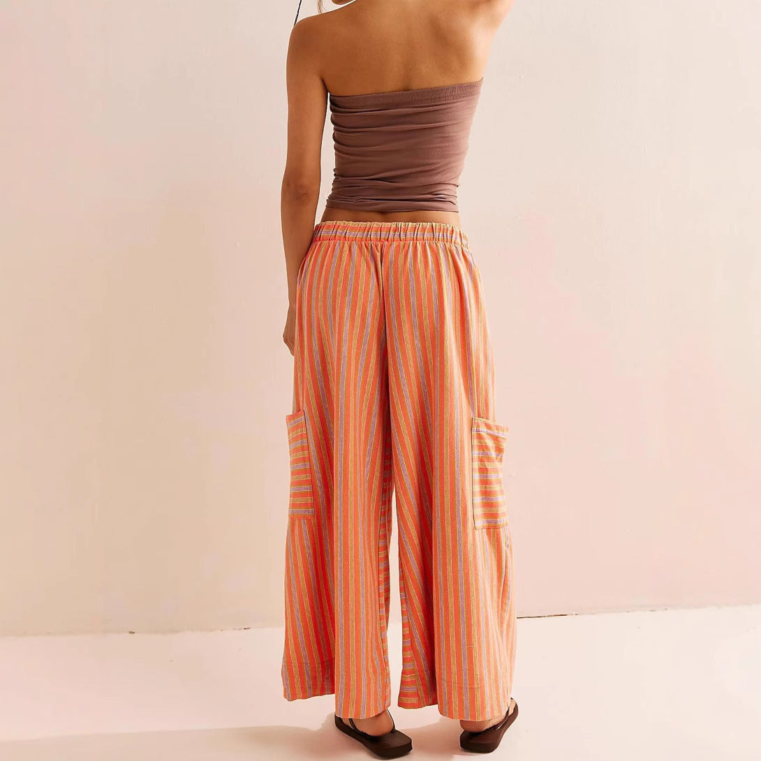 Sultyra Striped  Loose Straight-Leg Pants