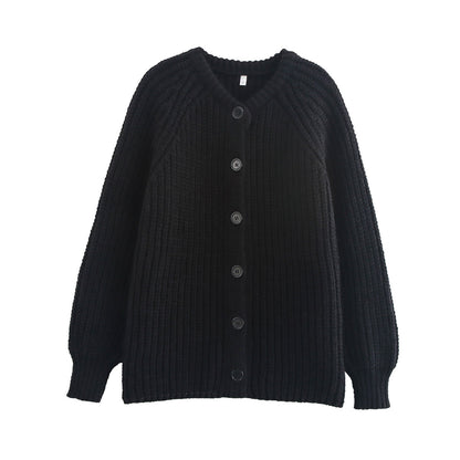 Cross-border women's clothing Y2K European and American Style2024Autumn New Solid Color Cardigan Long Sleeve Knitted Sweater Jacket for Women B66021