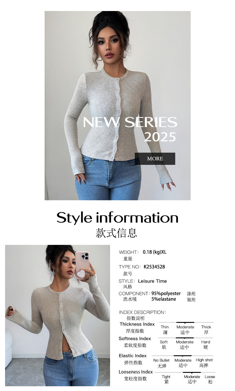 Cross-Border European and American Style Elegant Sweater Base Shirt T T-shirt Women's Clothing2025Autumn and Winter Amazon Foreign Trade Independent Station