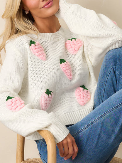 Sultyra 3D Strawberry Pullover Sweater