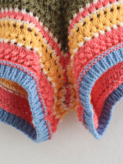 Amazon Cross-Border Europe and America2025Spring New Crochet POLO Collared Knitted Top and Shorts Set B62049