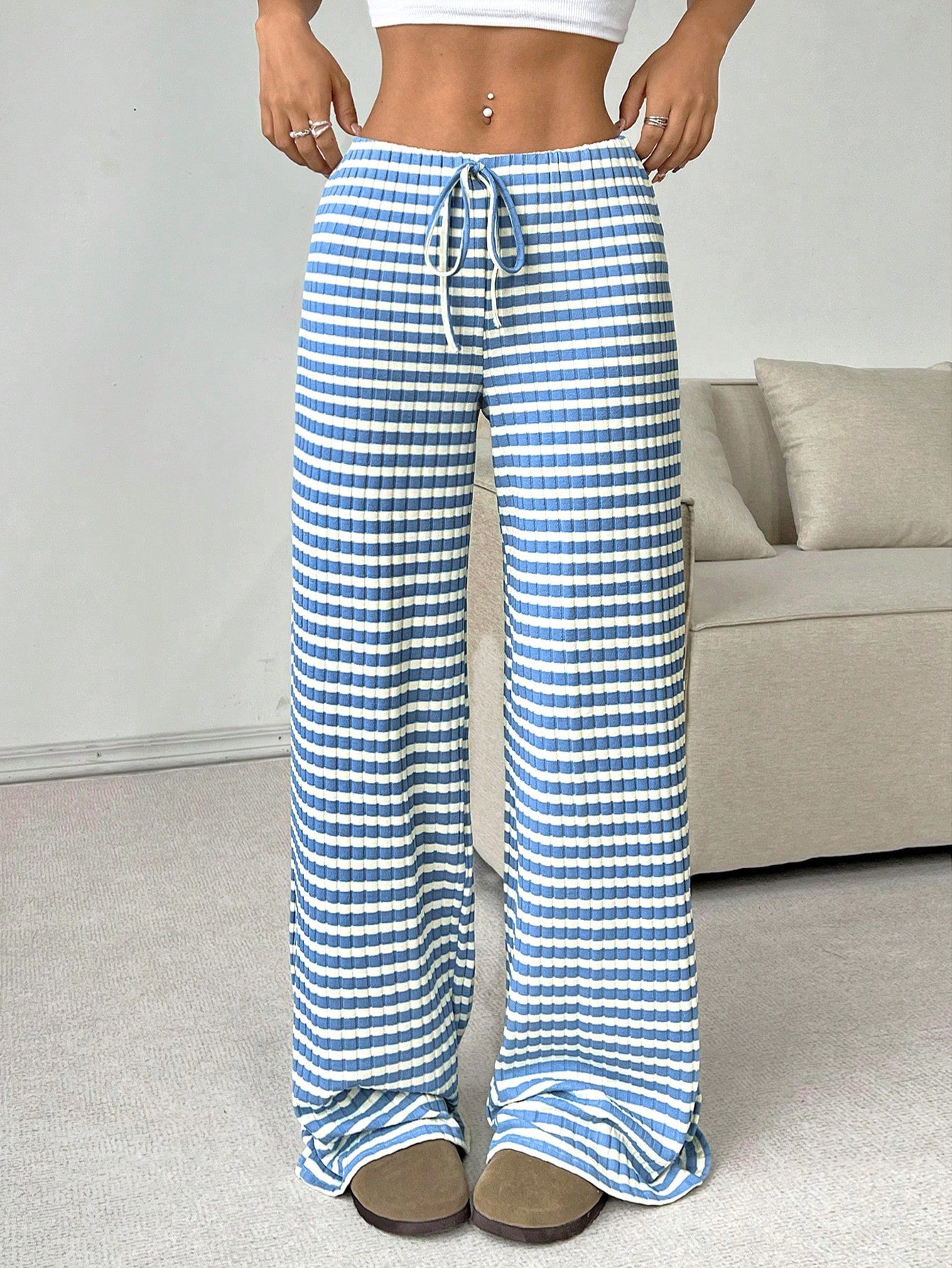 Sultyra Drawstring Cotton Straight Pants
