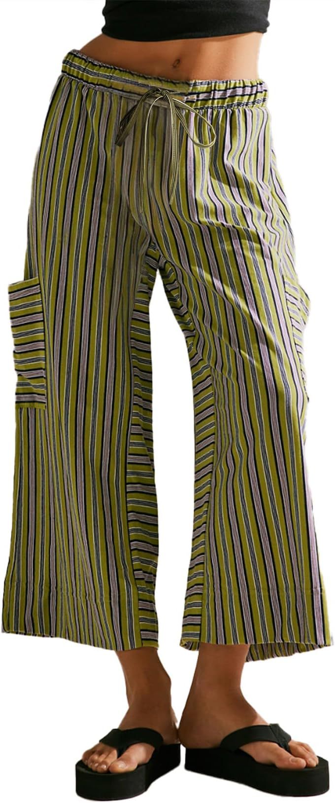 Sultyra Striped  Loose Straight-Leg Pants
