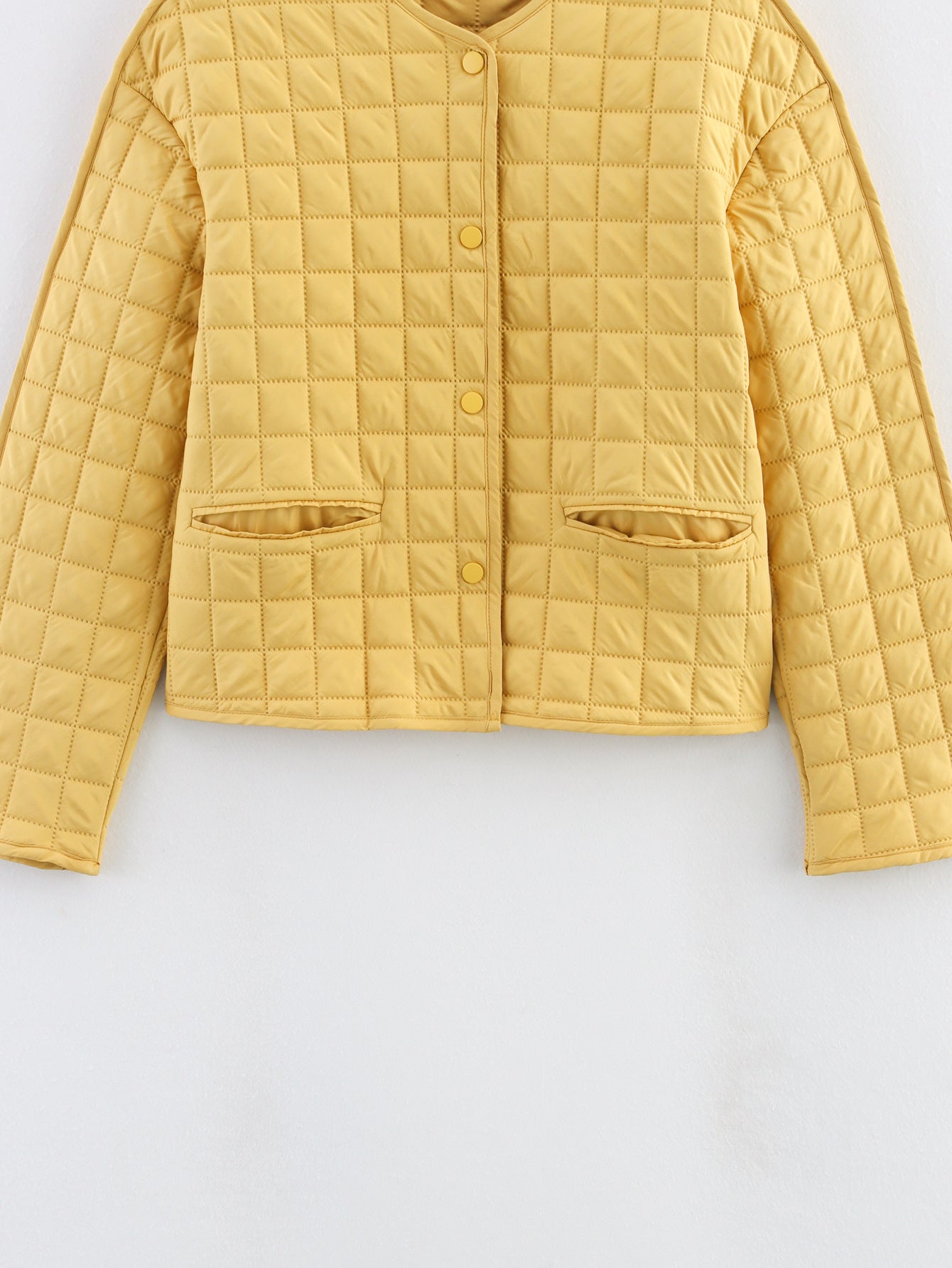 Cross-Border Foreign Trade Women's Clothing2025Winter European and American Style Round Neck Long Sleeve Single-Breasted Plaid Cotton Coat for Women A15064