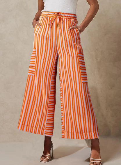 Sultyra Striped  Loose Straight-Leg Pants