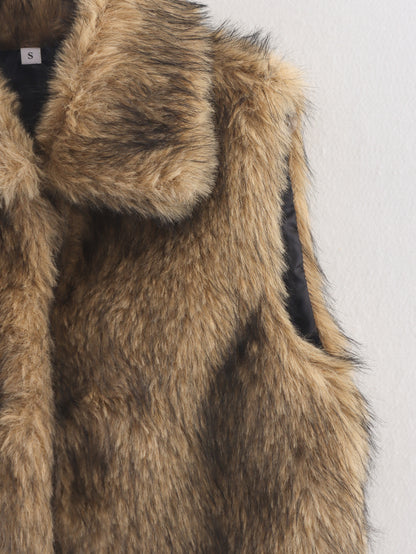 Cross-border women's clothing2025Autumn New Casual Street Fashion Vest Faux Fur Top