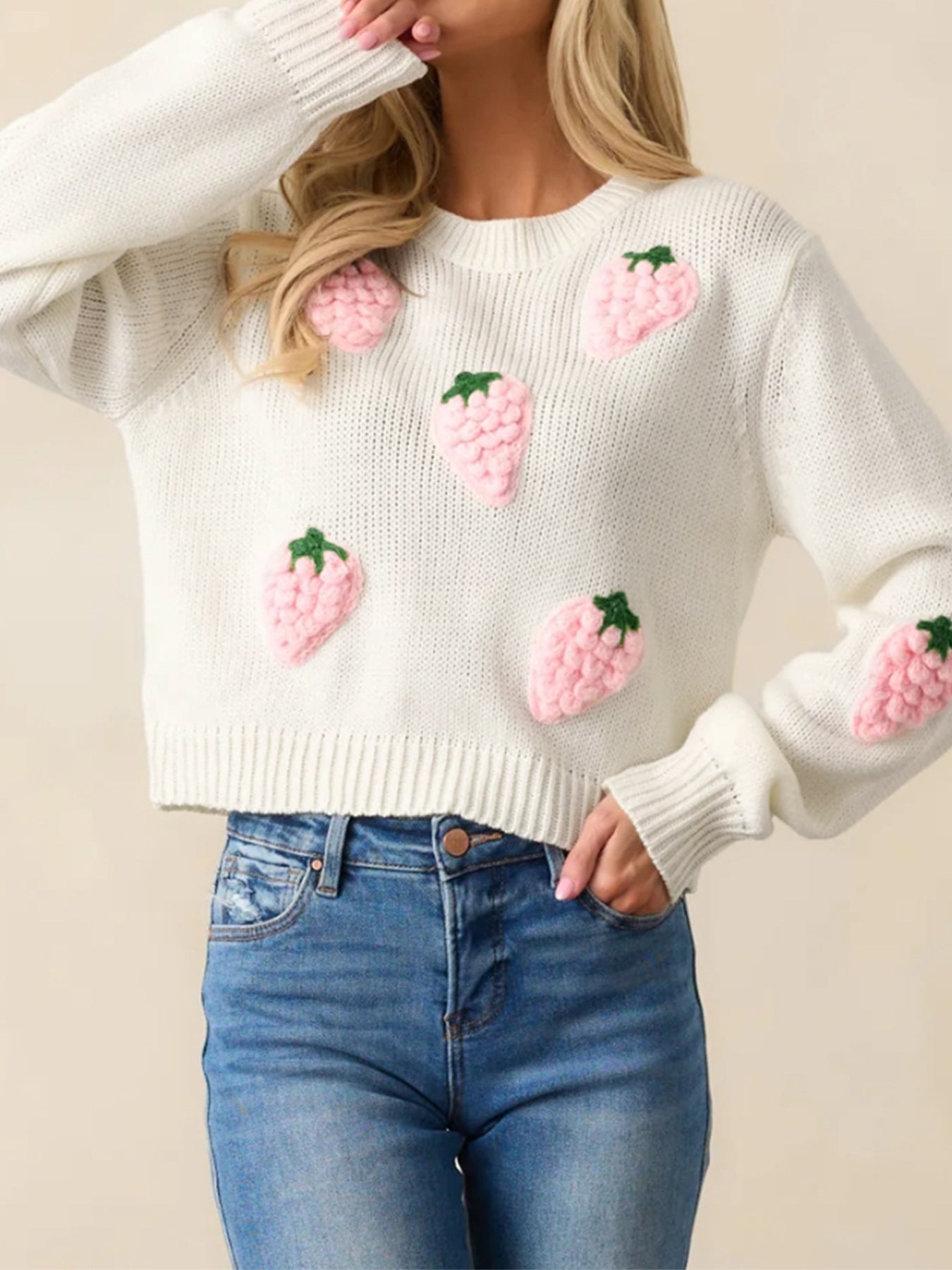 Sultyra 3D Strawberry Pullover Sweater