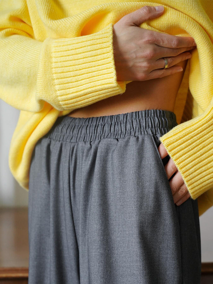 Cross-Border2025Hot-Selling European and American Style Autumn Winter Solid Color High Neck Knitted Sweater Loose Slimming Versatile Knitted Sweater for Women