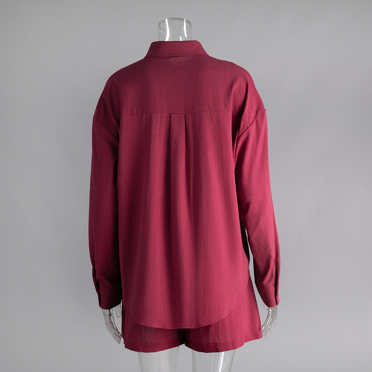 Cross-border pure cotton cardigan long sleeve shorts set2025Spring and summer outerwear simple solid color European and American style casual suit for women