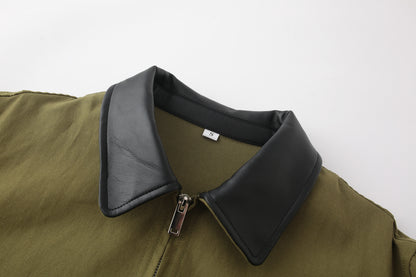 Cross-Border Foreign Trade Women's Clothing2025Autumn European and American Style Turn-Down Collar Long Sleeve Retro Color-Block Jacket Baseball Coat for Women A15057