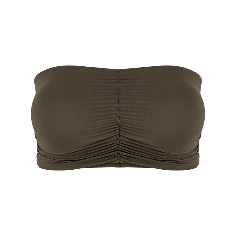 Sultyra Two-Piece Elastic Fixed Cup Tube Top Long Sleeve