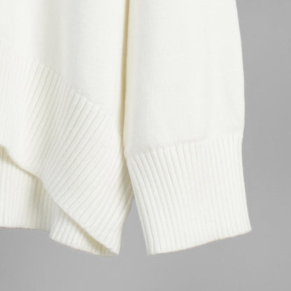 Cross-Border2025Hot-Selling European and American Style Autumn Winter Solid Color High Neck Knitted Sweater Loose Slimming Versatile Knitted Sweater for Women